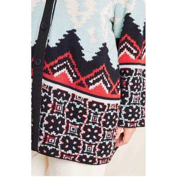NEW Anthropologie Luxury Aldomartins Alpine Ski Nordic Cardigan Sweater X-Small - Picture 3 of 9